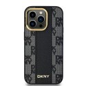 Etui DKNY Leather Checkered Mono Pattern MagSafe na iPhone 13 Pro / 13 - czarne