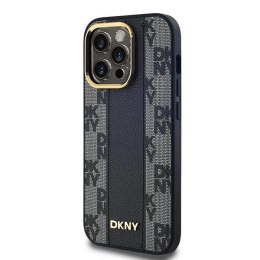 Etui DKNY Leather Checkered Mono Pattern MagSafe na iPhone 13 Pro Max - czarne