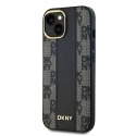 Etui DKNY Leather Checkered Mono Pattern MagSafe na iPhone 14 / 15 / 13 - czarne