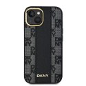 Etui DKNY Leather Checkered Mono Pattern MagSafe na iPhone 14 / 15 / 13 - czarne