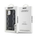 Etui DKNY Leather Checkered Mono Pattern MagSafe na iPhone 14 / 15 / 13 - czarne