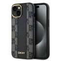 Etui DKNY Leather Checkered Mono Pattern MagSafe na iPhone 15 / 14 / 13 - czarne