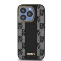 Etui DKNY Leather Checkered Mono Pattern MagSafe na iPhone 15 Pro Max - czarne