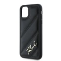 Etui Karl Lagerfeld Diagonal Quilted Script na iPhone 11 / Xr - czarne