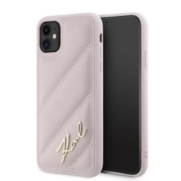 Etui Karl Lagerfeld Diagonal Quilted Script na iPhone 11 / Xr - różowe