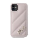 Etui Karl Lagerfeld Diagonal Quilted Script na iPhone 11 / Xr - różowe