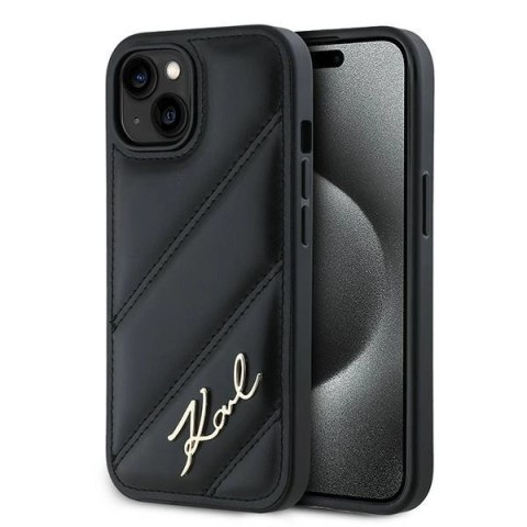 Etui Karl Lagerfeld Diagonal Quilted Script na iPhone 13 - czarne