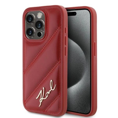 Etui Karl Lagerfeld Diagonal Quilted Script na iPhone 15 Pro Max - czerwone