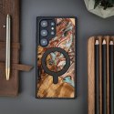 Etui Bewood Unique MagSafe Jowisz z drewna i żywicy na Samsung Galaxy S24 Ultra - miedziano-białe