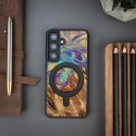 Etui Bewood Unique MagSafe Merkury z drewna i żywicy na Samsung Galaxy A55 5G - fioletowo-złote