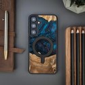 Etui Bewood Unique MagSafe Neptun z drewna i żywicy na Samsung Galaxy S24+ - granatowo-czarne