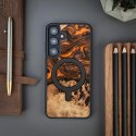 Etui Bewood Unique MagSafe Orange z drewna i żywicy na Samsung Galaxy S24+ - pomarańczowo-czarne