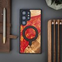 Etui Bewood Unique MagSafe Paris z drewna i żywicy na Samsung Galaxy S24 Ultra - czerwono-złote