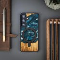 Etui Bewood Unique MagSafe Powietrze Żywioł z drewna i żywicy na Samsung Galaxy A55 5G - niebiesko-białe