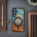 Etui Bewood Unique MagSafe Saturn z drewna i żywicy na Samsung Galaxy A55 5G - niebiesko-czerwone