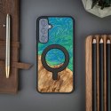 Etui Bewood Unique MagSafe Tokyo z drewna i żywicy na Samsung Galaxy S23 FE - zielono-niebieskie