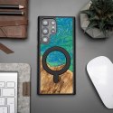 Etui Bewood Unique MagSafe Tokyo z drewna i żywicy na Samsung Galaxy S23 Ultra - zielono-niebieskie