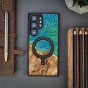 Etui Bewood Unique MagSafe Tokyo z drewna i żywicy na Samsung Galaxy S24 Ultra - zielono-niebieskie