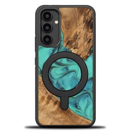 Etui Bewood Unique MagSafe Turquoise z drewna i żywicy na Samsung Galaxy A54 5G - turkusowo-czarne