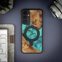 Etui Bewood Unique MagSafe Turquoise z drewna i żywicy na Samsung Galaxy A54 5G - turkusowo-czarne