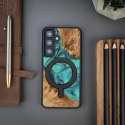 Etui Bewood Unique MagSafe Turquoise z drewna i żywicy na Samsung Galaxy A55 5G - turkusowo-czarne