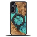 Etui Bewood Unique MagSafe Turquoise z drewna i żywicy na Samsung Galaxy S23 FE - turkusowo-czarne