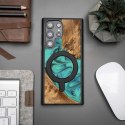 Etui Bewood Unique MagSafe Turquoise z drewna i żywicy na Samsung Galaxy S23 Ultra - turkusowo-czarne