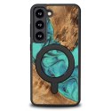 Etui Bewood Unique MagSafe Turquoise z drewna i żywicy na Samsung Galaxy S23 - turkusowo-czarne