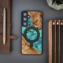 Etui Bewood Unique MagSafe Turquoise z drewna i żywicy na Samsung Galaxy S24+ - turkusowo-czarne