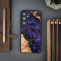 Etui Bewood Unique MagSafe Violet z drewna i żywicy na Samsung Galaxy S24+ - fioletowo-czarne