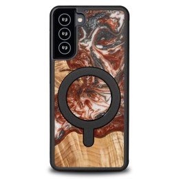 Etui Bewood Unique MagSafe Wenus z drewna i żywicy na Samsung Galaxy S21 FE - czarno-czerwone