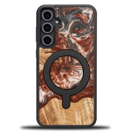 Etui Bewood Unique MagSafe Wenus z drewna i żywicy na Samsung Galaxy S23 FE - czarno-czerwone