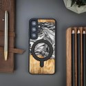 Etui Bewood Unique MagSafe Ziemia Żywioł z drewna i żywicy na Samsung Galaxy A55 5G - czarno-białe