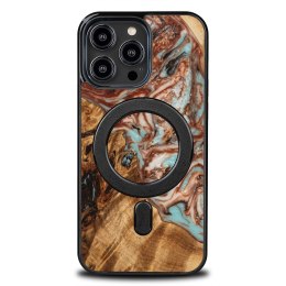 Etui Bewood Unique MagSafe Jowisz z drewna i żywicy na iPhone 14 Pro Max - miedziano-białe