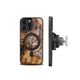 Etui Bewood Unique MagSafe Jowisz z drewna i żywicy na iPhone 15 Pro Max - miedziano-białe