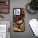 Etui Bewood Unique MagSafe Ogień Żywioł z drewna i żywicy na iPhone 14 Pro - czarno-złote