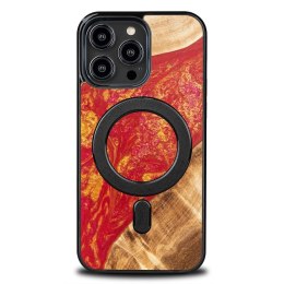 Etui Bewood Unique MagSafe Paris z drewna i żywicy na iPhone 15 Pro Max - czerwono-złote