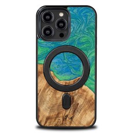 Etui Bewood Unique MagSafe Tokyo z drewna i żywicy na iPhone 14 Pro Max - zielono-niebieskie