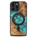 Etui Bewood Unique MagSafe Turquoise z drewna i żywicy na iPhone 14 Pro Max - turkusowo-czarne