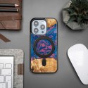 Etui Bewood Unique MagSafe Vegas z drewna i żywicy na iPhone 14 Pro - różowo-niebieskie