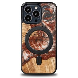 Etui Bewood Unique MagSafe Wenus z drewna i żywicy na iPhone 13 Pro - czarno-czerwone