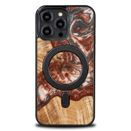 Etui Bewood Unique MagSafe Wenus z drewna i żywicy na iPhone 14 Pro Max - czarno-czerwone