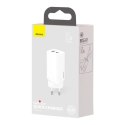 Ładowarka sieciowa Baseus GaN2 Lite, USB + USB-C, 65W, EU (biała)