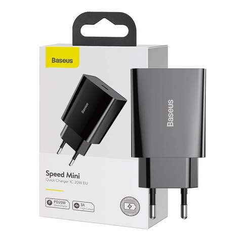 Ładowarka sieciowa Baseus Speed Mini Quick Charger, USB-C, PD, 3A, 20W (czarna)