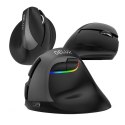 Bezprzewodowa mysz pionowa Delux M618Mini BT+2.4G RGB 4000DPI (szara)