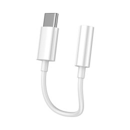 Kabel VFAN L08 USB-C do mini jack 3.5mm AUX, 10cm (biały)