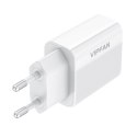 Ładowarka sieciowa VFAN E01, 1x USB, 2.4A + kabel USB-C (biała)