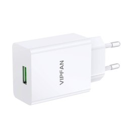 Ładowarka sieciowa VFAN E03, 1x USB, 18W, QC 3.0 + kabel Micro USB (biała)