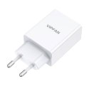 Ładowarka sieciowa VFAN E03, 1x USB, 18W, QC 3.0 + kabel Micro USB (biała)