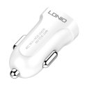 Ładowarka samochodowa LDNIO DL-C17, 1x USB, 12W + kabel Micro USB (biała)